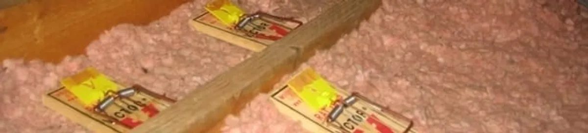 Mouse traps placed in an attic for rodent control in Pembroke PInes, FL